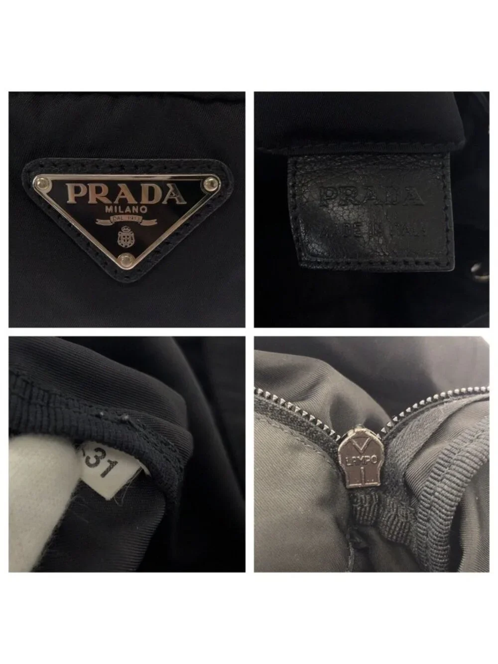 Prada Tessuto Black Silver Nylon Leather Backpack
